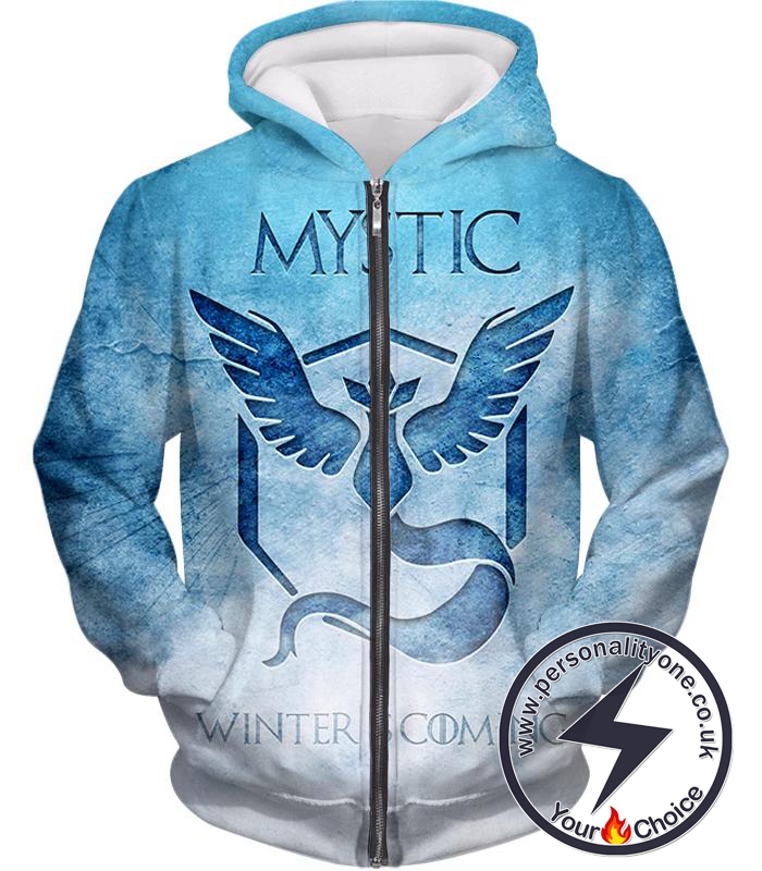 Pokemon Articuno Mystic Pokemon Winter is Coming Promo Blue Zip Up Hoodie